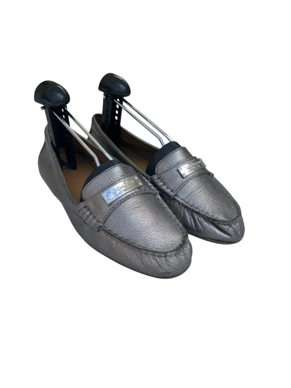 Coach Frederica Metallic Leather Loafers Womens US 7 EU 37 Slip-On Driving Shoes